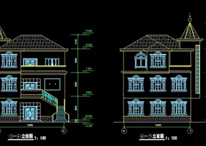 某简欧3层农村别墅建筑设计方案图