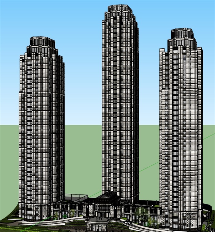 某超高层住宅楼建筑设计SU模型