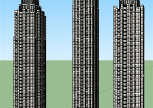 某超高层住宅楼建筑设计SU(草图大师)模型