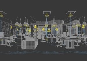 某办公楼层整体公共集中办公区室内设计3DMAX模型