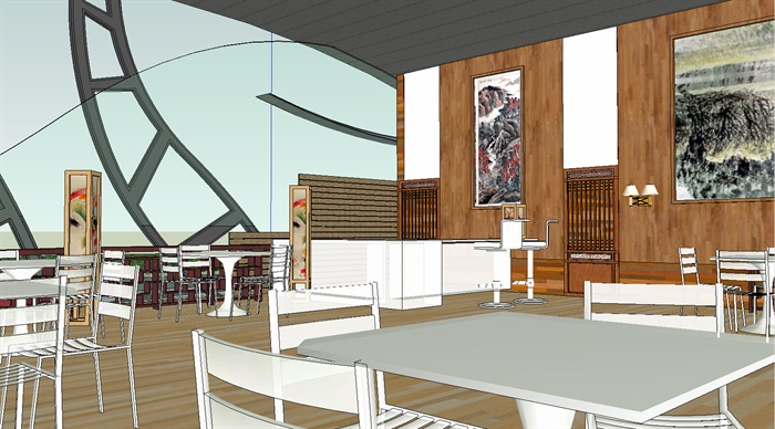 某滨水区休闲茶室室内装饰设计方案su模型(2)
