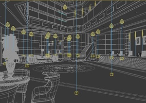 某多层办公楼一楼办公大厅前台接待休息区室内设计3DMAX模型