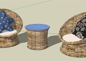 设计素材之休闲藤椅设计方案SU(草图大师)模型
