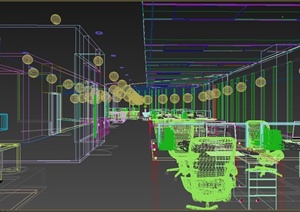 公共集中办公区装饰设计3DMAX模型