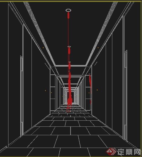 某室内空间公共走廊过道电梯间3DMAX模型(1)
