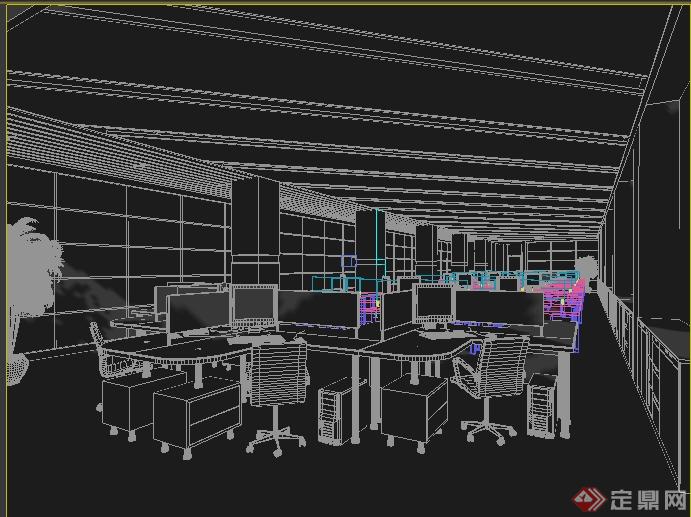 某公共集中办公区室内设计3DMAX模型(1)