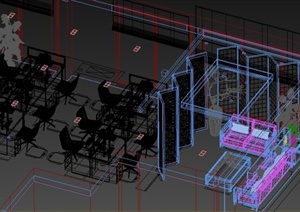 某小型办公楼层公共集中办公区以及接待区室内设计3DMAX模型