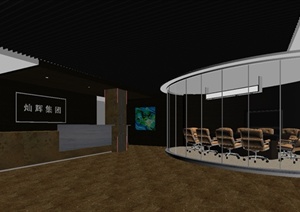 某办公楼办公大厅前台设计方案3DMAX模型
