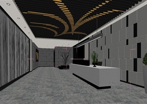 办公楼办公大厅前台设计方案3DMAX模型