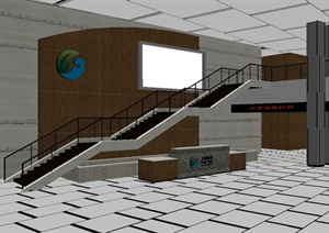 办公楼办公大厅前台3DMAX模型