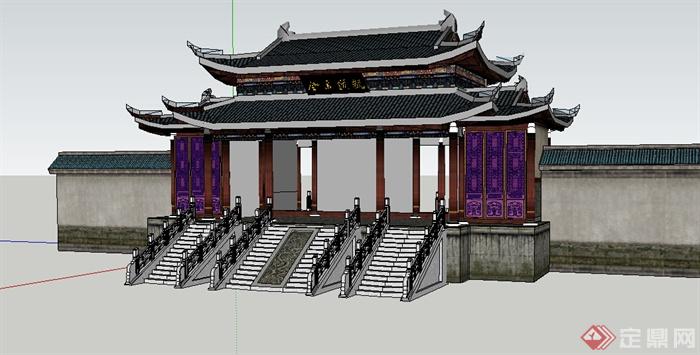 某古典中式寺观设计方案SU模型(1)