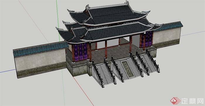 某古典中式寺观设计方案SU模型(2)
