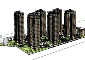 某现代住宅小区建筑及景观设计方案SU(草图大师)模型
