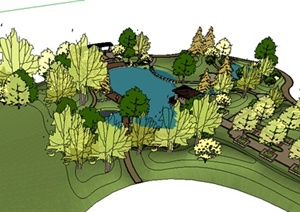 某新古典风格住宅小区局部景观设计方案SU(草图大师)模型