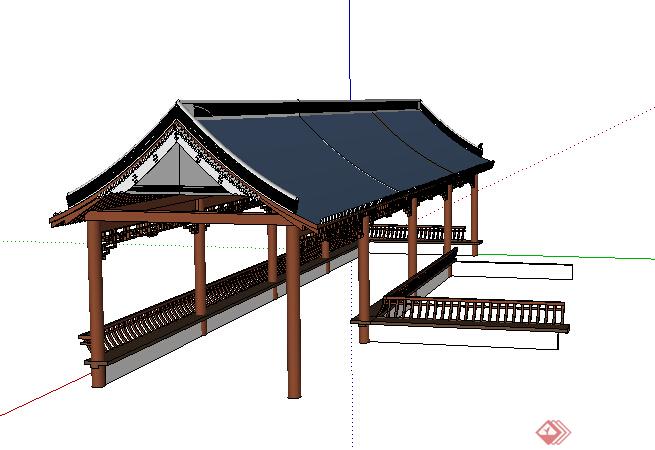 园林景观之古典中式廊架设计SU模型(1)