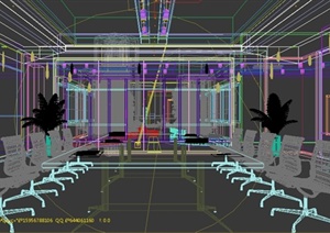 某中式风格小型多媒体会议室室内设计3DMAX模型