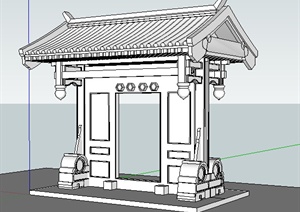 某古典中式住宅入口建筑设计方案SU(草图大师)模型
