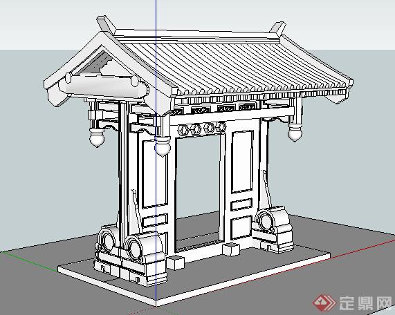 某古典中式住宅入口建筑设计方案SU模型(2)
