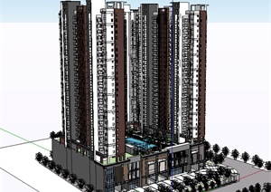 某现代商住建筑设计方案SU(草图大师)模型9