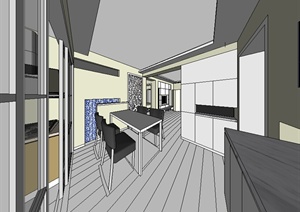 某现代住宅建筑室内装饰设计方案SU(草图大师)模型3
