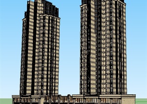 某新古典主义高层住宅商住楼建筑设计SU(草图大师)模型