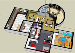 某现代住宅室内装饰设计方案SU(草图大师)模型29