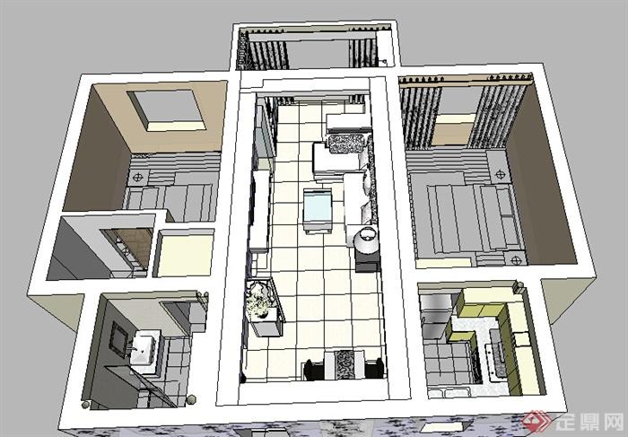 某現代風格住宅室內裝飾設計方案su模型39[原創]