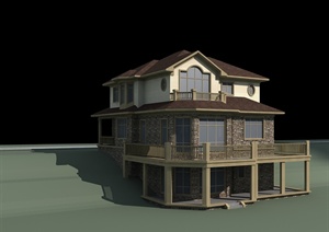 某独栋三层别墅住宅建筑设计方案(含效果图)