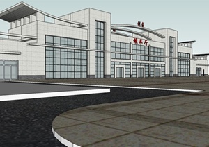 某地汽车站候车厅建筑设计SU(草图大师)模型