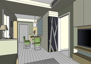 某两室两厅住宅装饰设计SU(草图大师)模型