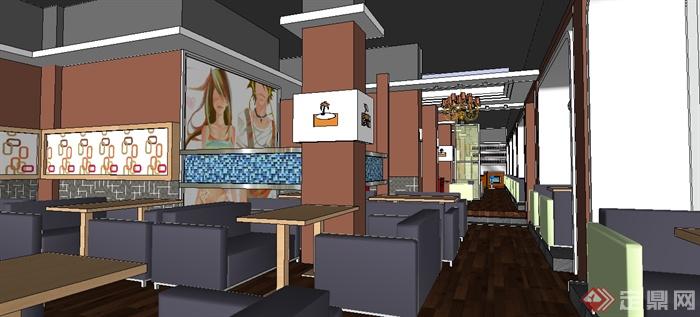 某咖啡店整体室内装饰设计SU模型(1)
