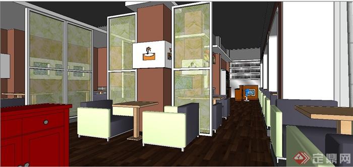 某咖啡店整体室内装饰设计SU模型(2)