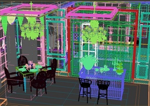 某住宅内欧式风格厨房餐厅装修设计3DMAX模型