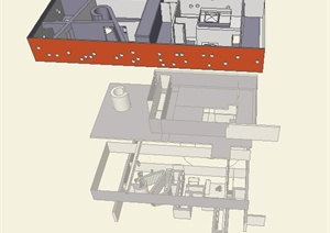 某波尔多住宅室内布局设计SU(草图大师)模型
