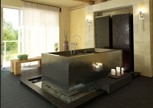 某室内空间浴室装饰设计3DMAX模型（含效果图）