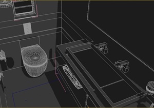 某一室一厅住宅空间单生公寓卫生间室内装饰3DMAX模型