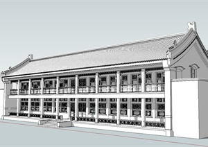 某古建办公楼建筑设计SU(草图大师)模型