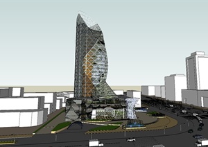 某高层办公楼建筑设计SU(草图大师)模型