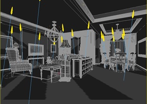 某简欧餐厅客厅装饰设计3DMAX模型