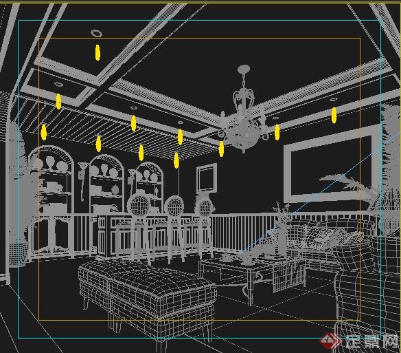 某地中海风格客厅吧台室内装饰3DMAX模型(1)