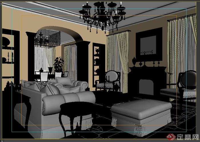 某住宅客厅室内设计3DMAX模型(1)