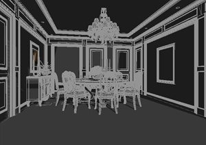 某欧式风格圆桌餐厅室内装饰3DMAX模型