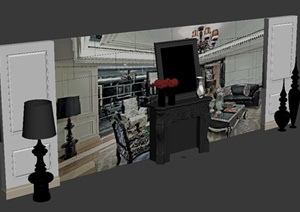 某电视背景墙设计方案3DMAX模型1