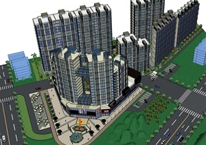 多个城市综合体建筑设计SU(草图大师)模型