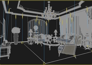某欧式住宅客厅整体装饰设计3DMAX模型