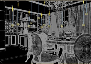某欧式风格圆桌餐厅厨房装饰设计3DMAX模型