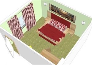 某现代卧室设计SU(草图大师)模型