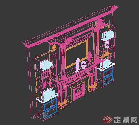 某现代电视背景墙设计方案3DMAX模型(1)