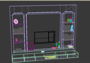 某现代家具电视墙3DMAX模型设计