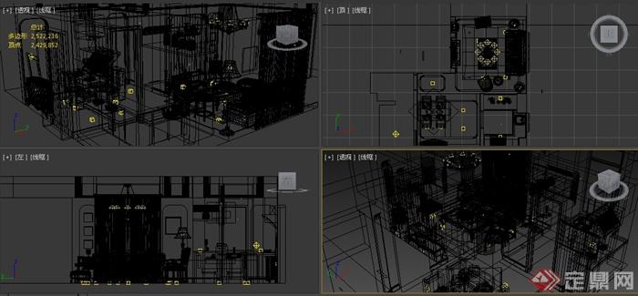 某地中海客餐厅厨房整体装饰设计3DMAX模型